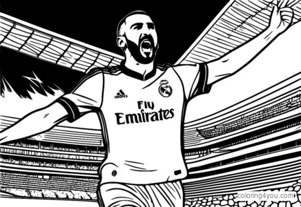 Karim Benzema goal celebration coloring page