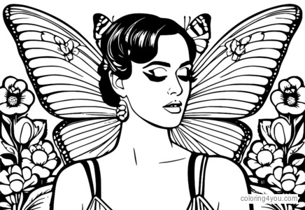 Katy Perry butterfly coloring pages, free printable Katy Perry pictures