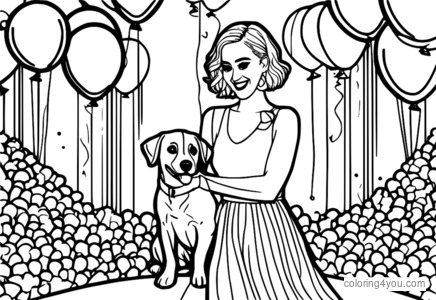 Katy Perry puppy coloring pages, free printable Katy Perry pictures