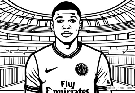 Страница за оцветяване на обучение на Kylian Mbappé