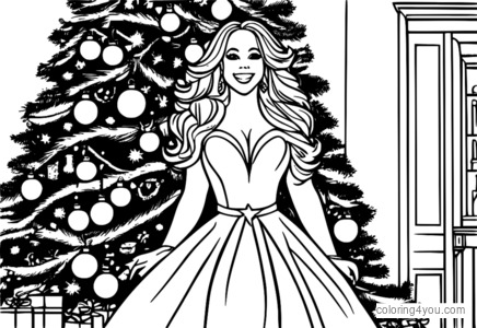 Mariah Carey kerstboom kleurplaat