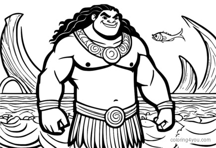 Kaca pewarna Maui, demigod saka moana disney, gambar gratis