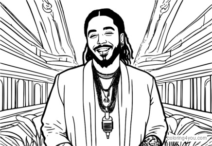 Post Malone đeo dây chuyền vàng và micro