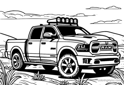 Ram 1500 Off-Road Truck Coloring Page