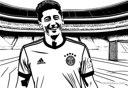 Robertas Lewandowskis juokiasi ir šypsosi su futbolo kamuoliu