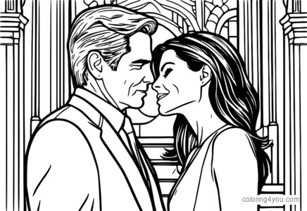 Sandra Bullock coloring page, matinding halik