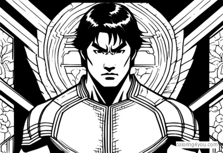 หน้าระบายสี Simu Liu Shang-Chi จาก Marvel