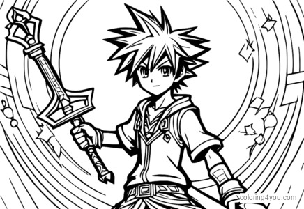 Anime Sora dance coloring pages from Kingdom Hearts