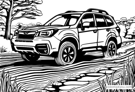 A Subaru Forester terepen vezet a sárban