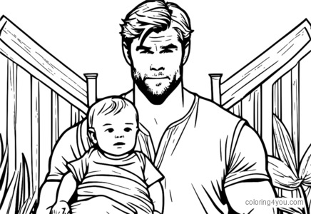 Chris Hemsworth sem ofurforeldri með englabarni