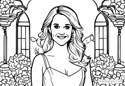 página para colorir de Reese Witherspoon como Melanie Carmichael de Sweet Home Alabama