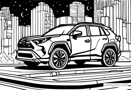 Dibujo de Toyota RAV4 de neón para colorear