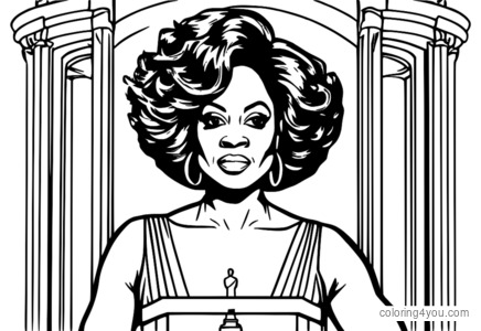 Portráid Viola Davis le gradam Oscar agus gúna dearg