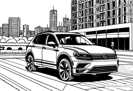 Volkswagen Tiguan geparkeerd op een stadsparkeerplaats