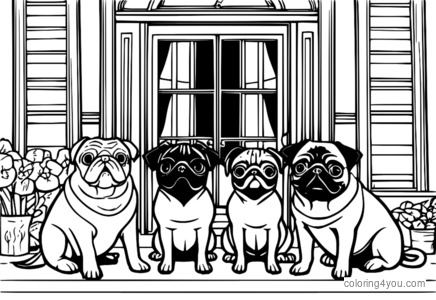 The Addams Family with pugs coloring page saka The Addams Family 2