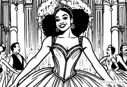 kleurplaten van Ariana DeBose die danst uit Moulin Rouge