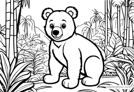 Pagina da colorare di avventure nella giungla dell'orsacchiotto Build-A-Bear