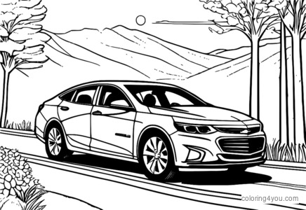 Coloriage - Voiture familiale Chevrolet Malibu