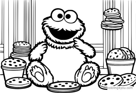 Cookie Monster frá Sesame Street litasíður fyrir börn