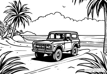 Ford Bronco kjører på en strand