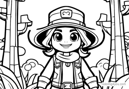 Página para colorir engraçada de Amber Brawl Stars para crianças: Amber, Brawl Stars