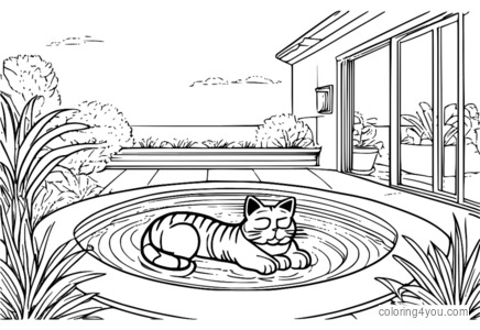 Garfield sa isang pool