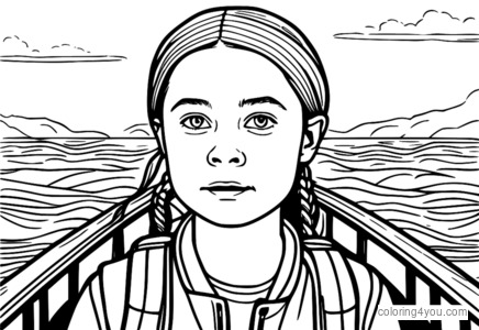 Si Greta Thunberg ay tumatawid sa karagatan sakay ng isang bangka na may determinadong ekspresyon