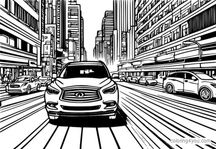 Dibujo para colorear de Infiniti QX60 en la ciudad