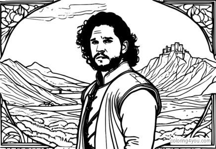 Kit Harington na may hawak na paintbrush at isang painting ng paborito niyang eksena mula sa Game of Thrones