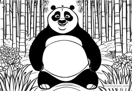 Kung Fu Panda 4 pagine da colorare con Po e i suoi amici