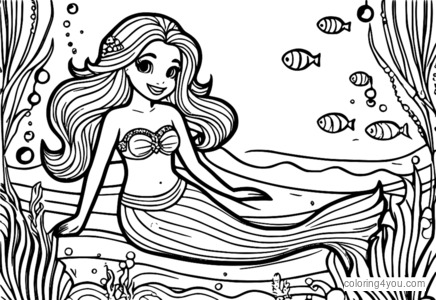 Pagina da colorare con la sirena LOL Surprise Doll