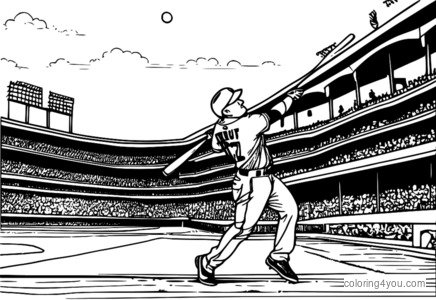 Desenho de home run de Mike Trout para colorir