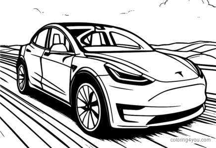 Roter Tesla Model Y rast die Autobahn entlang