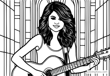 Selena Gomez coloring pages - music rockstar edition