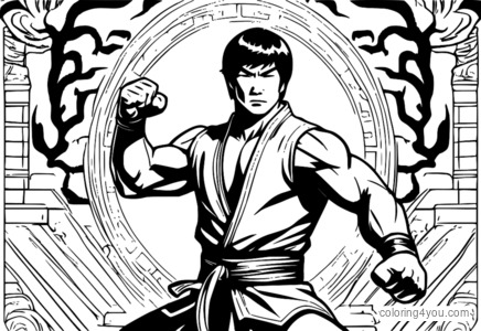 Shang-Chi in a fighting stance with glowing chi energy.