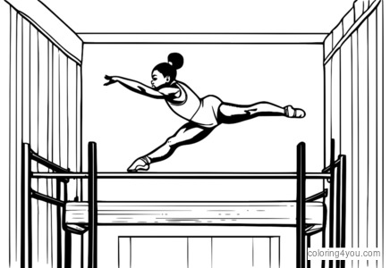 Simone Biles gymnastics coloring page