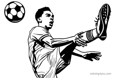 Trent Alexander-Arnold football skills coloring page, Passing technique