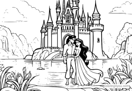 Ariel and Eric Castle coloring page