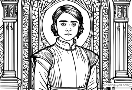 Coloriage Maisie Williams dans le rôle d'Arya Stark dans Game of Thrones