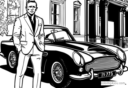 Daniel Craig standing next to Aston Martin DB5, a classic car with a license to kill