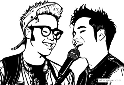 Fall Out Boy singer with microphone and sonny moore silhouette