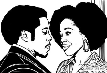 Color a touching scene from If Beale Street Could Talk featuring Regina King's character Sharon Rivers.