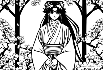 Inuyasha Kikyo Flower målarbok