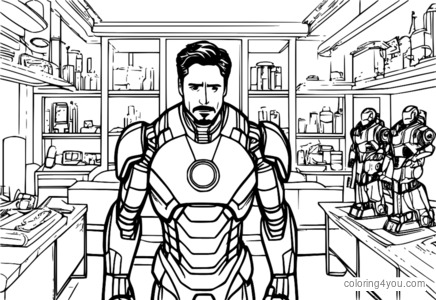 Σελίδα χρωματισμού Iron Man με τον Robert Downey Jr. ως Tony Stark