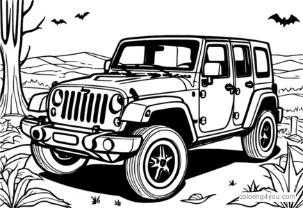 Jeep Wrangler für Halloween dekoriert