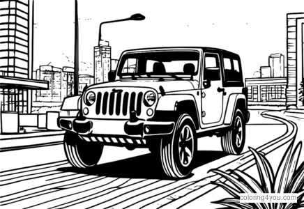 Jeep Wrangler sotto i lampioni di notte