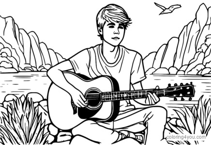 Justin bieber music coloring page