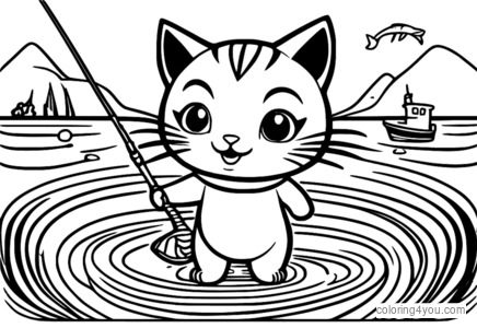 Kwazii Cat memancing dengan ikan melompat