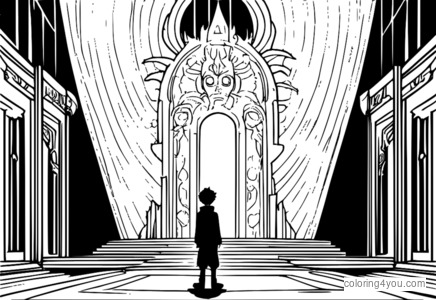 Mob from the anime 'Mob Psycho 100' coloring page with a ghost