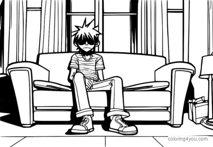 Murdoc Niccals 2D animation Gorillaz coloring page